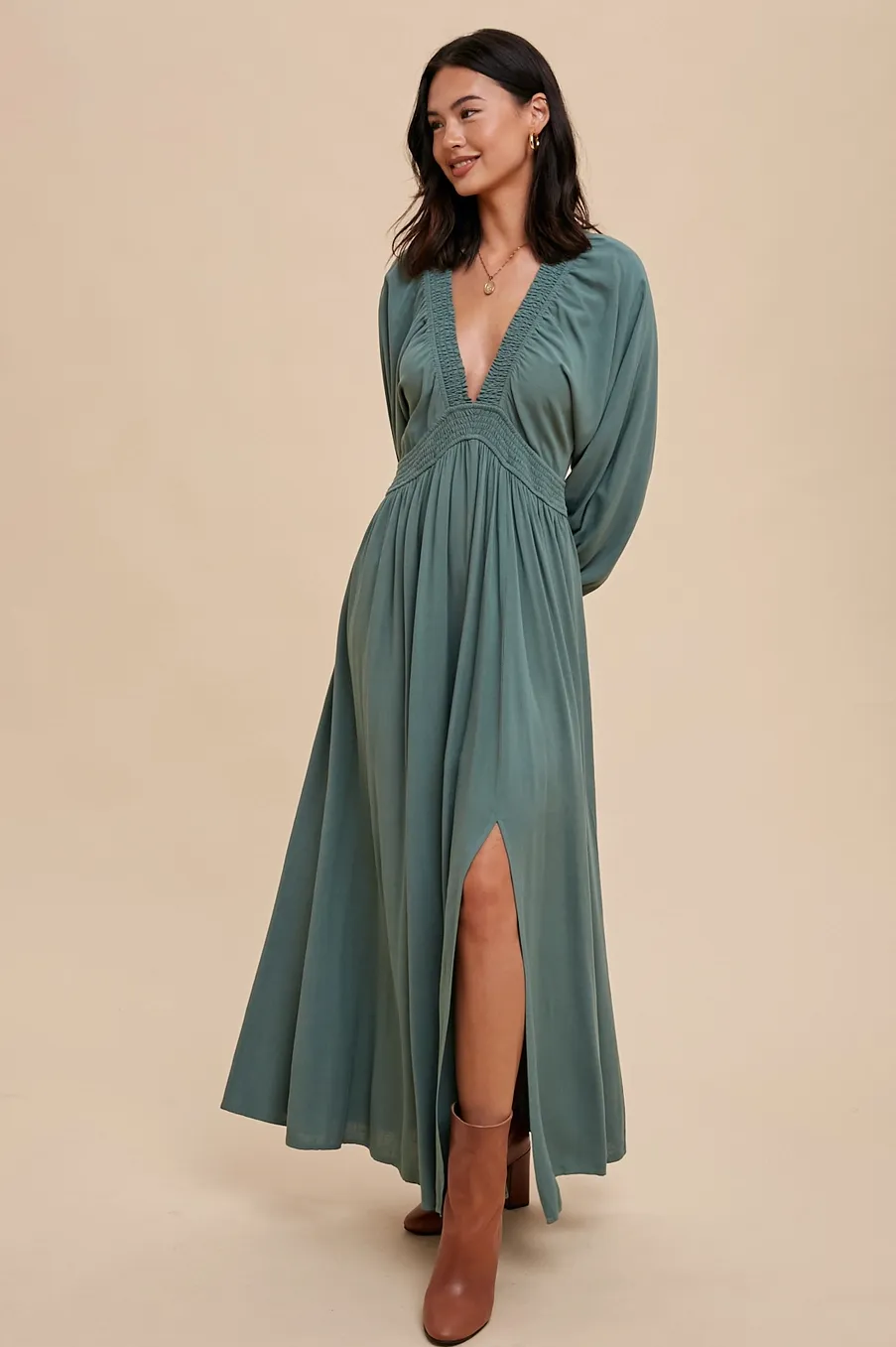 Plunge V Neck Maxi