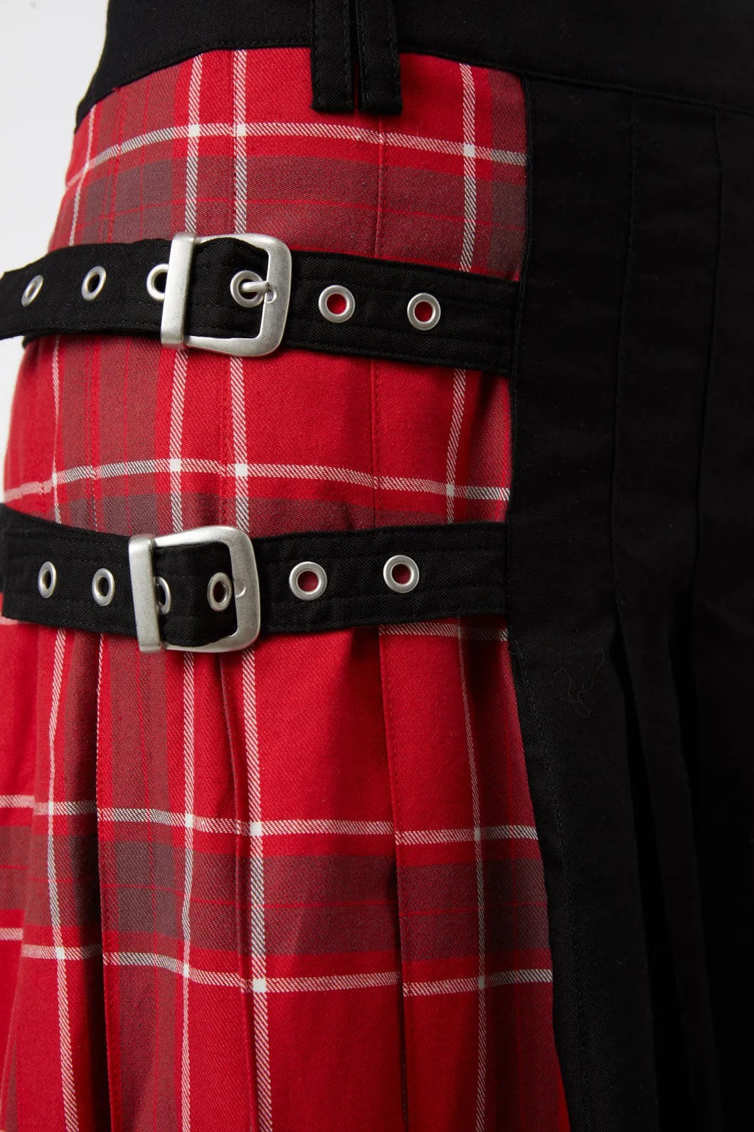 Punk Red Tartan Unisex Skirt