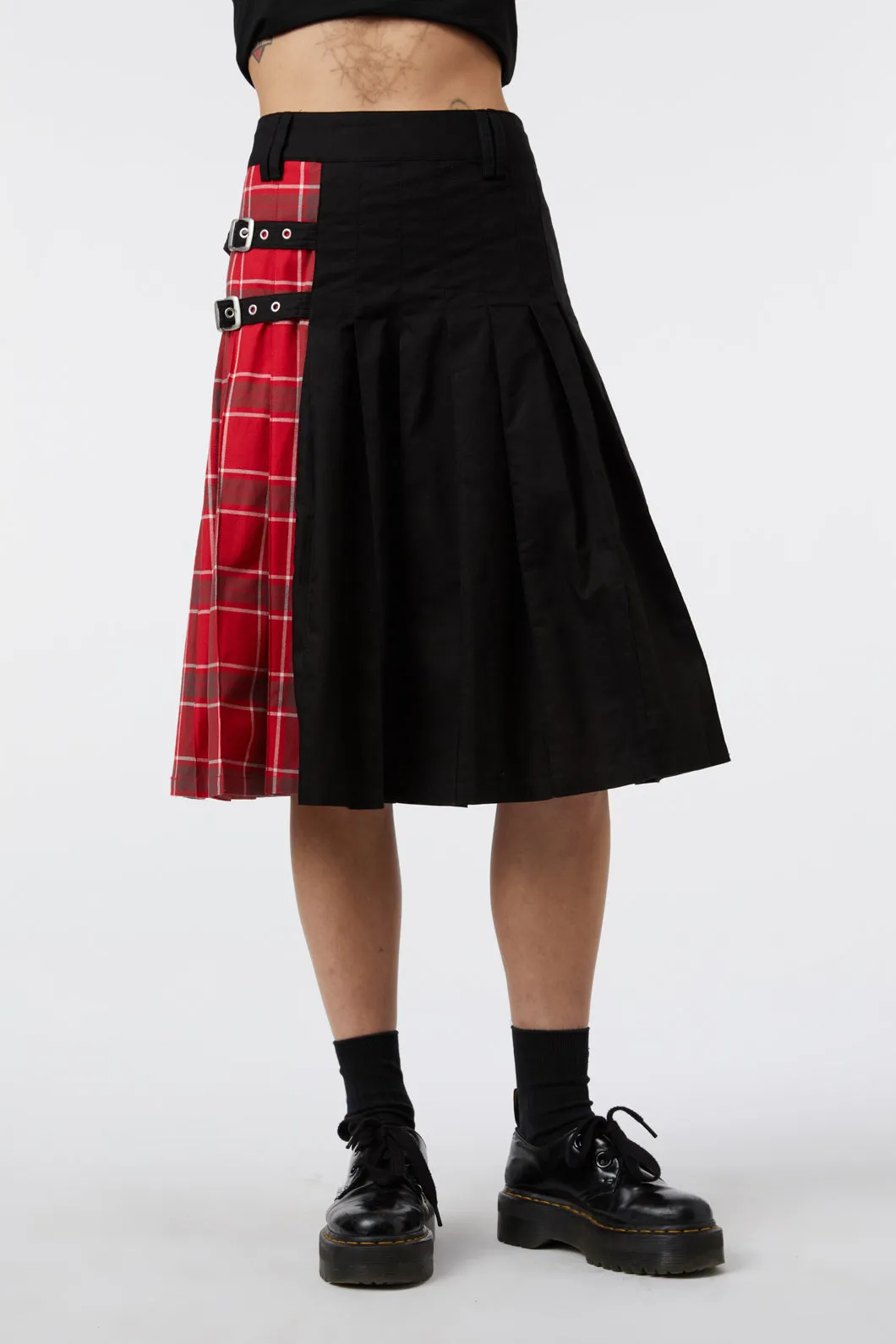 Punk Red Tartan Unisex Skirt