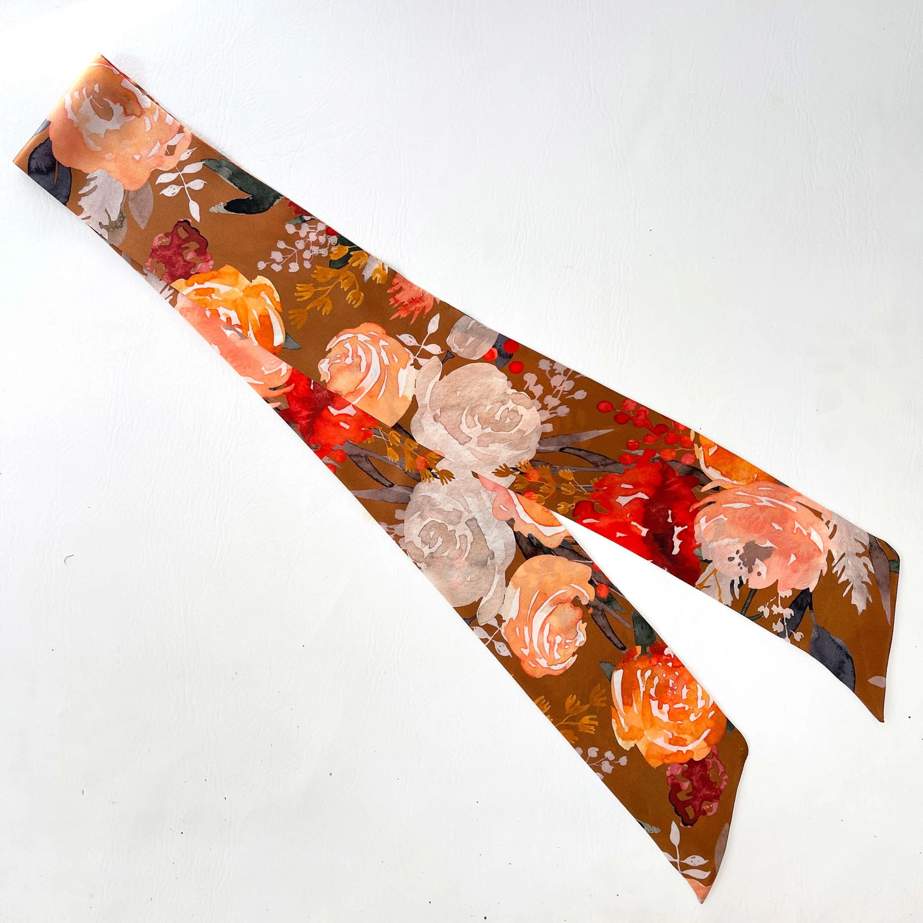 Pure Silk Scarf Bronze MultiWatercolor, Womans Scarf, Hair Scarf, Neck Scarf, Headband, Designer Scarf, 100% Pure Silk