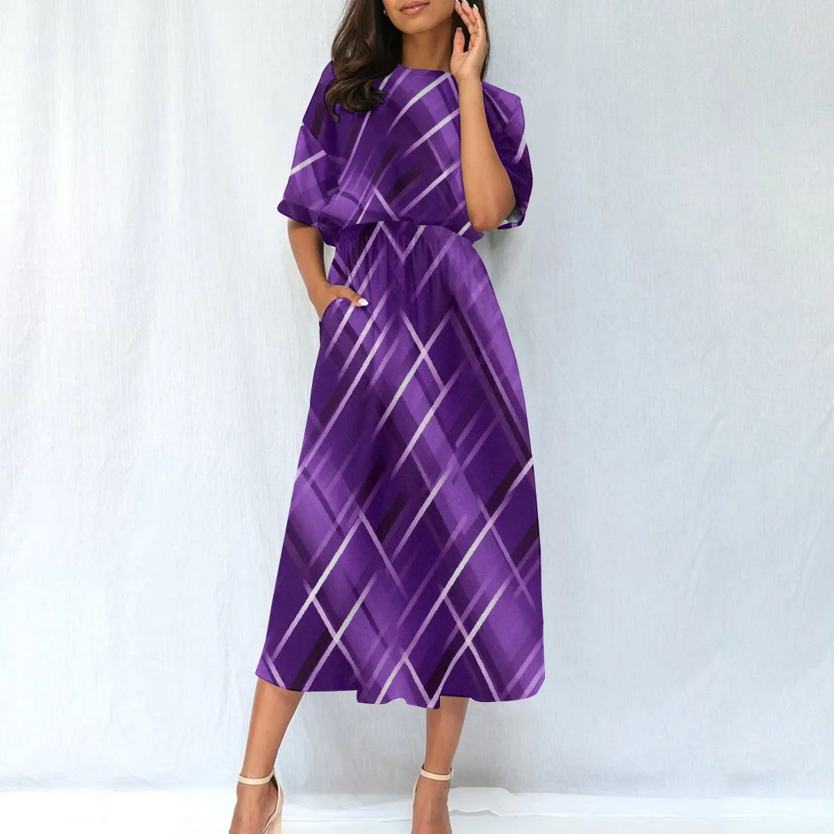 Purple Diamonds|  Elastic Waist Dress