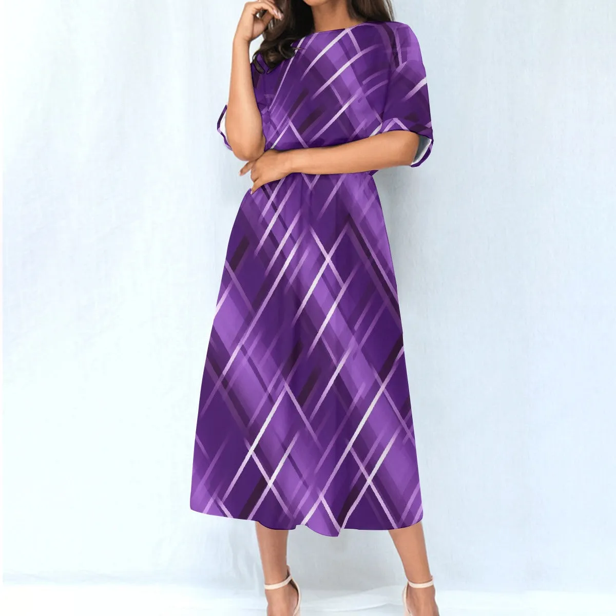 Purple Diamonds|  Elastic Waist Dress