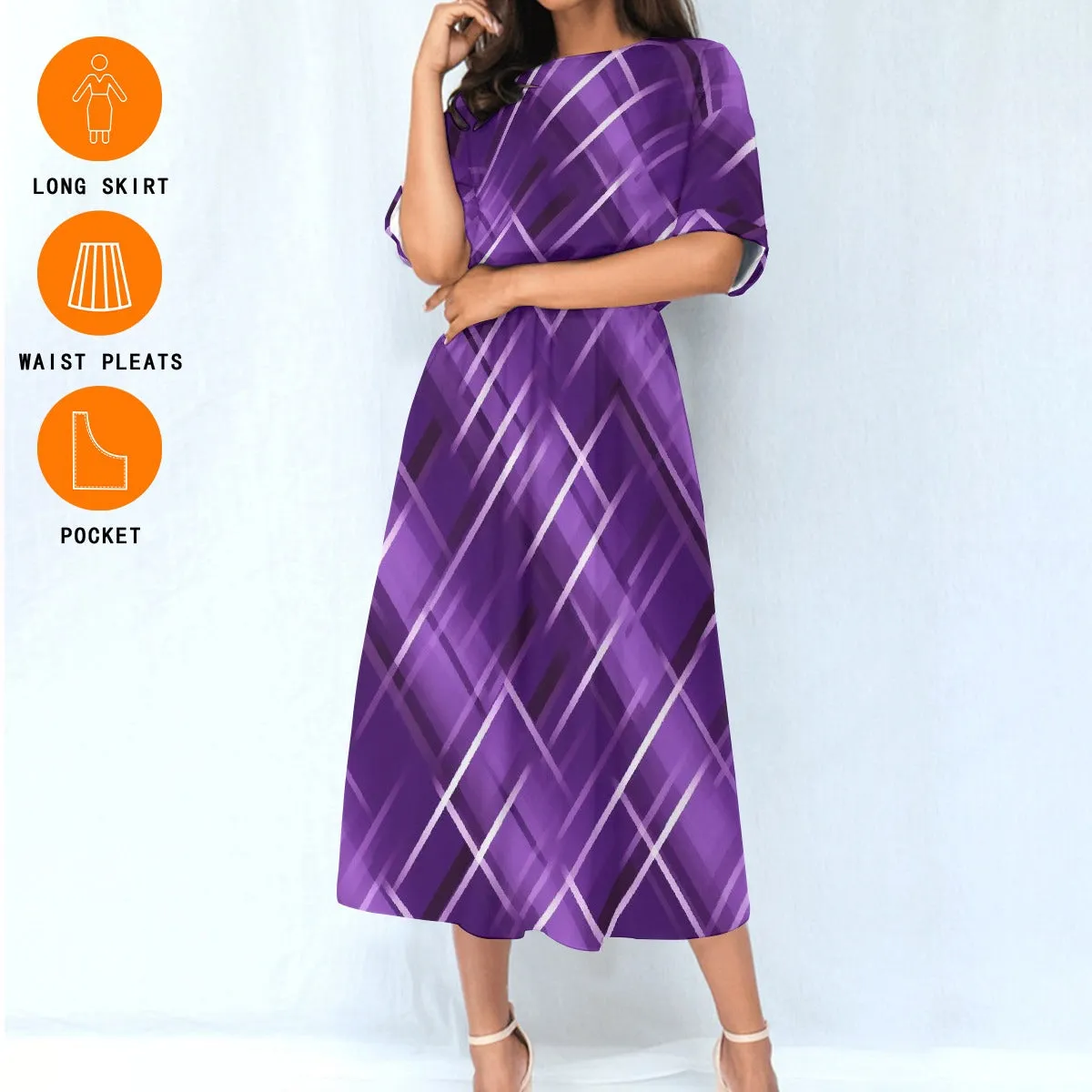 Purple Diamonds|  Elastic Waist Dress