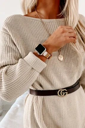 "Oh Look At The Time" Spotted Faux Fur Apple Watch Band (Tan)