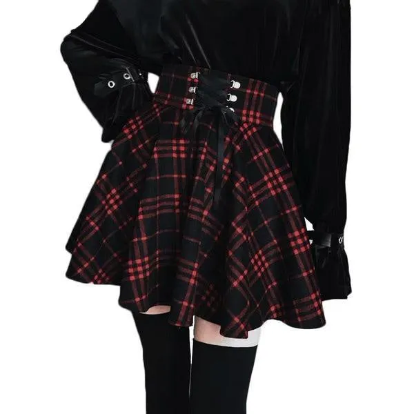 Red Plaid Skirt (Up to 4XL)