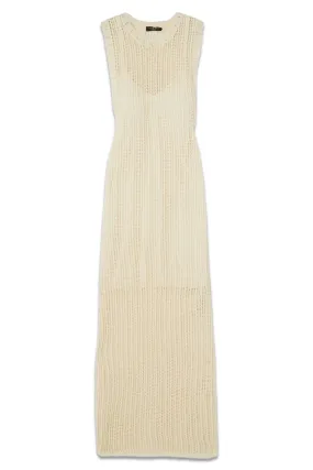 Riley Crochet-Knit Maxi Dress, Ecru