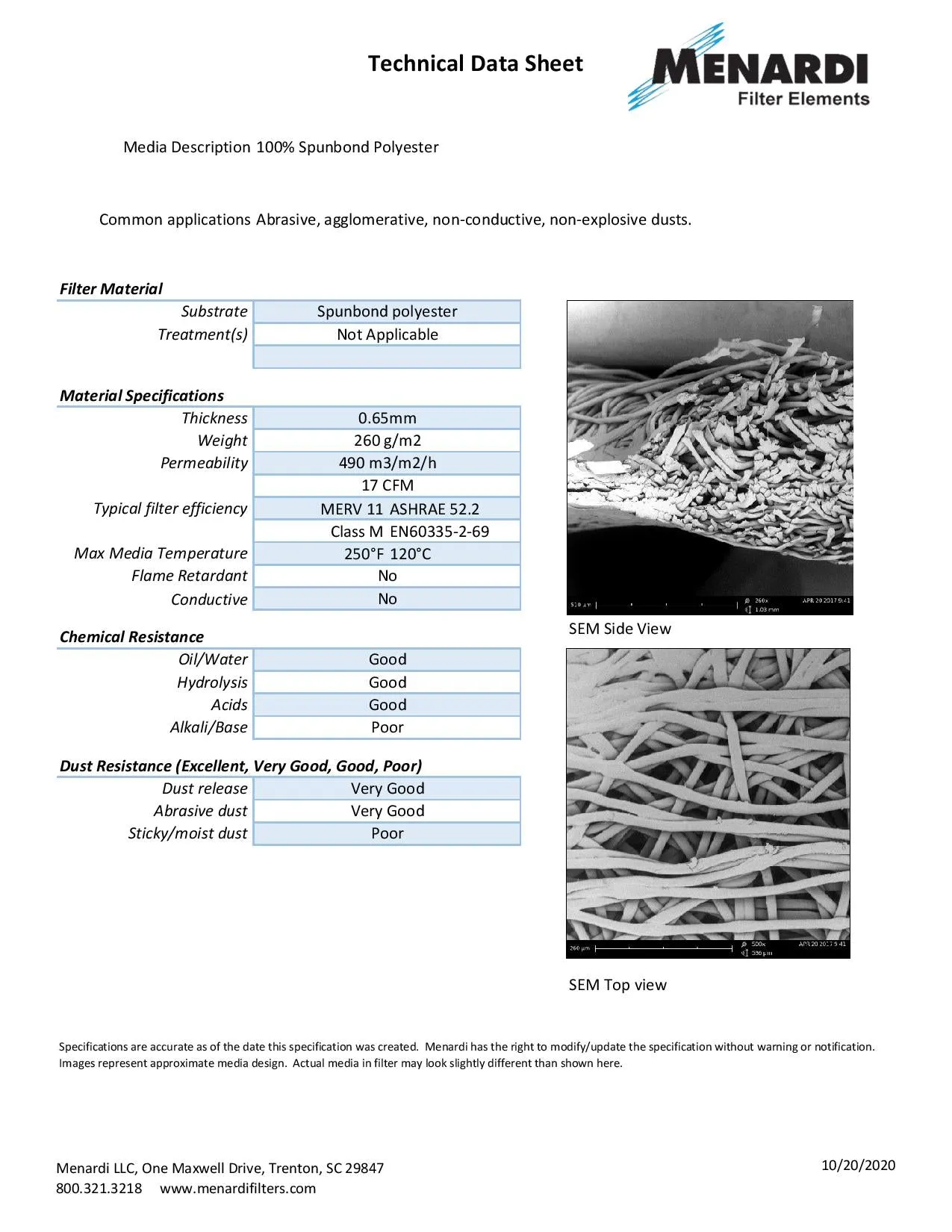 Round 12.8in x 26in Open/Closed Dust Collector Cartridge, Spunbond Polyester