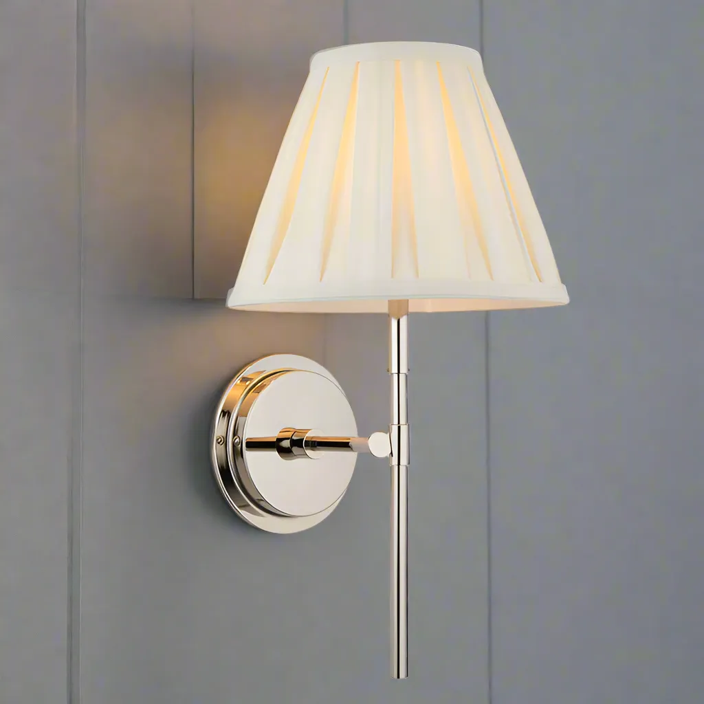 Satin Nickel Classic Wall Light Irovy Shade H: 52 cm