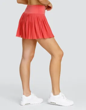 SERAPHINA PLEATED MESH SKIRT WITH INNER SHORT - CHERRY ROSE