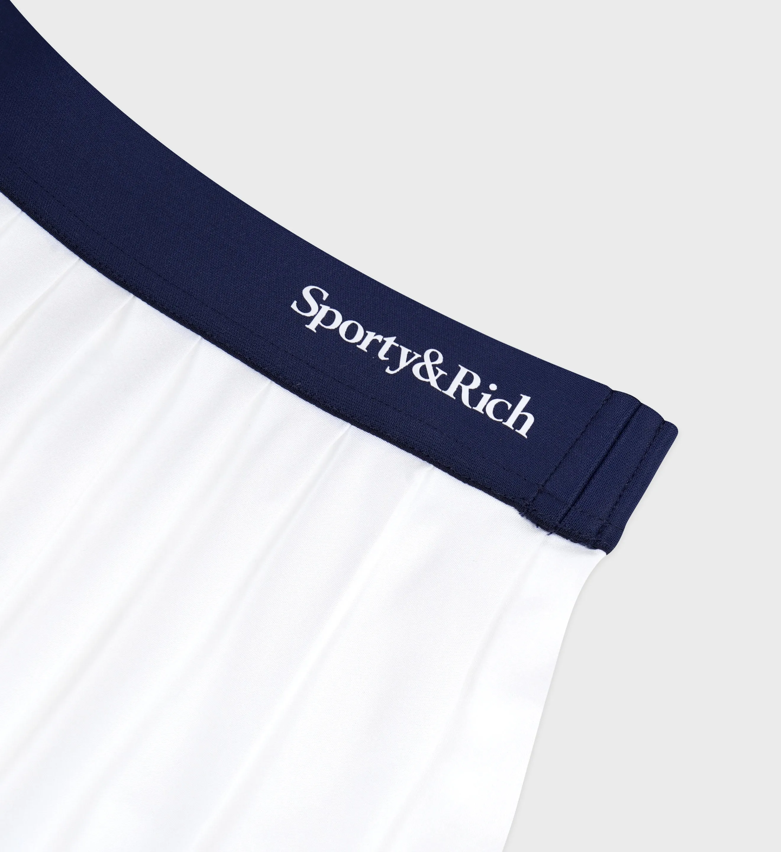 Serif Logo Pleated Skirt - White/Navy