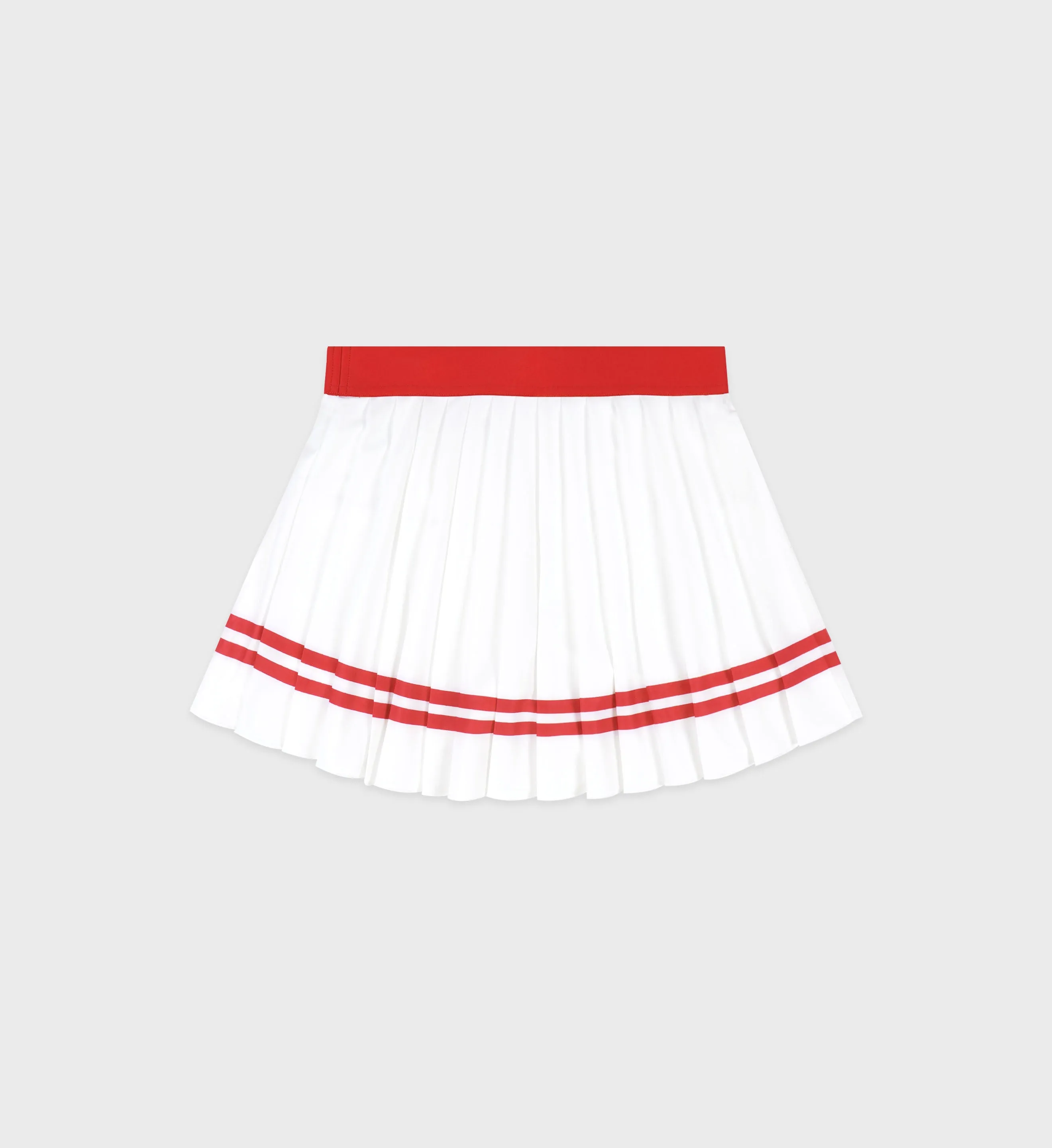 Serif Logo Pleated Skirt - White/Sports Red