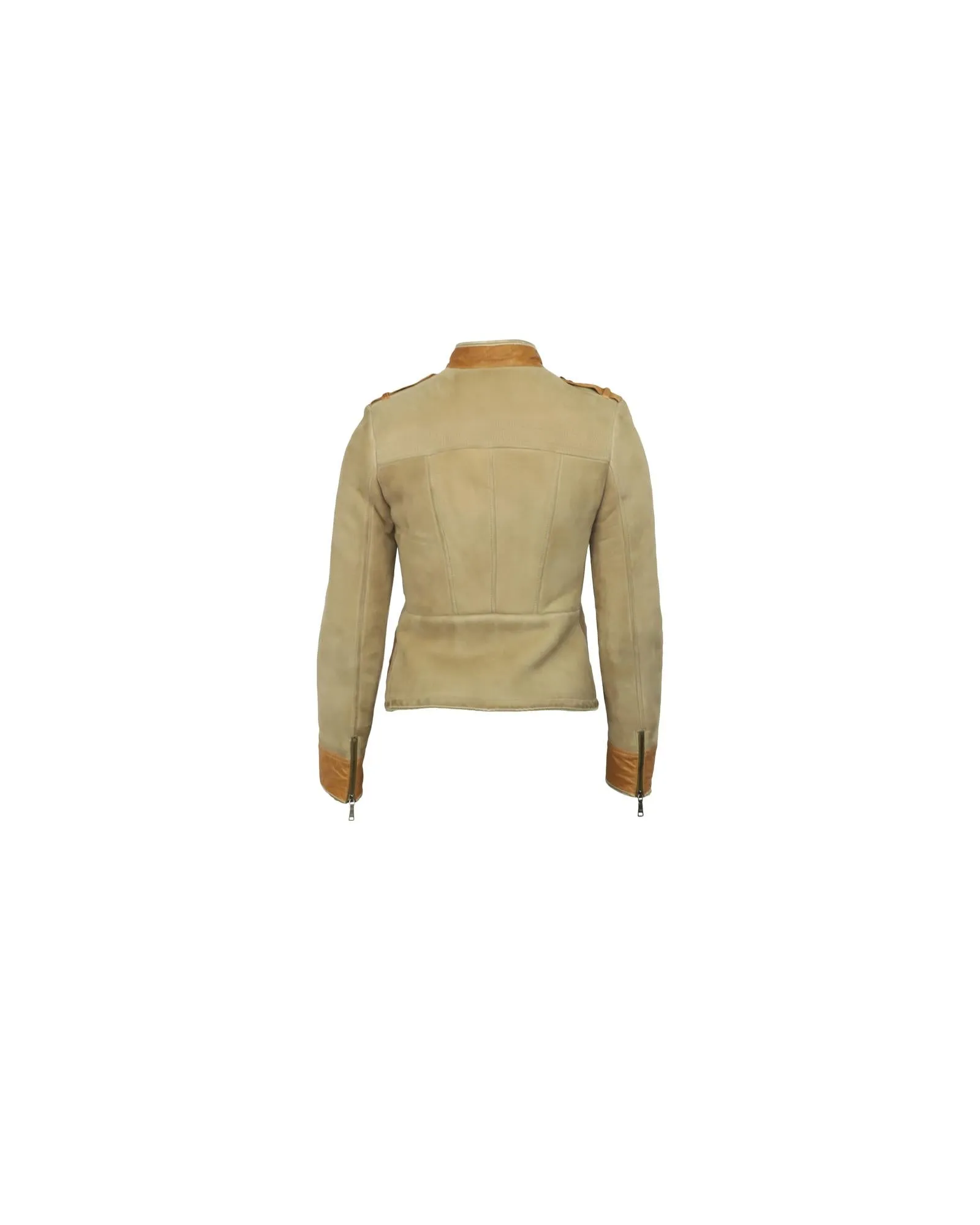 Shearling Jacket in Beige Suede