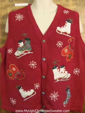 Skates and Mittens 2sided Christmas Jumper Sweater Vest