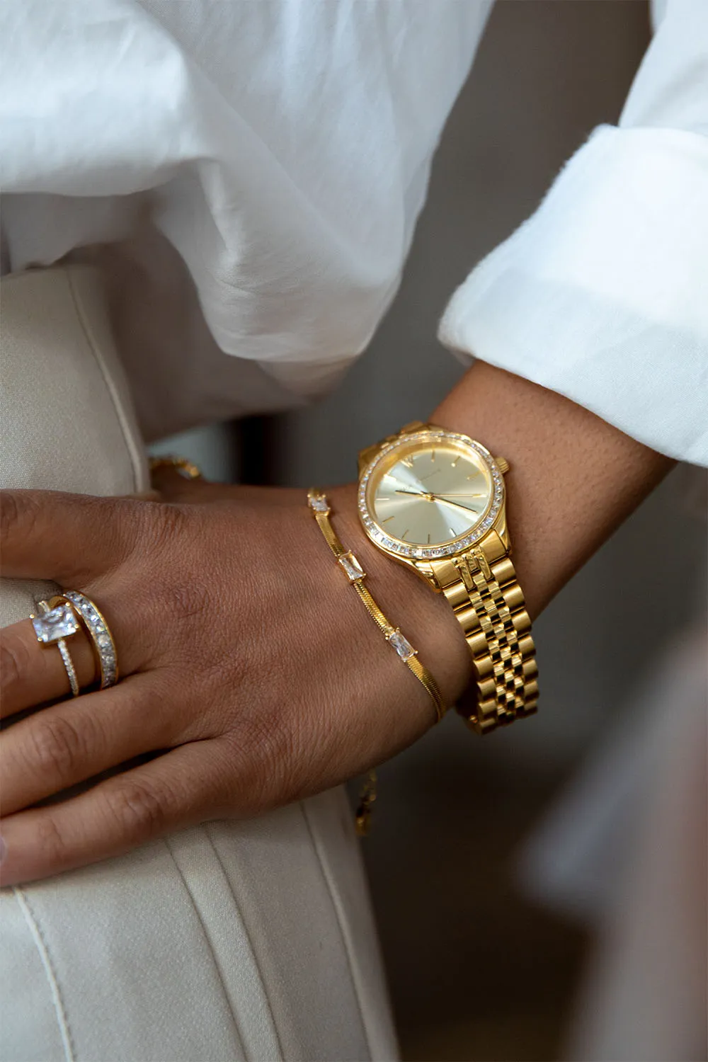 Sleek Baguette Bracelet 14K Gold Plated