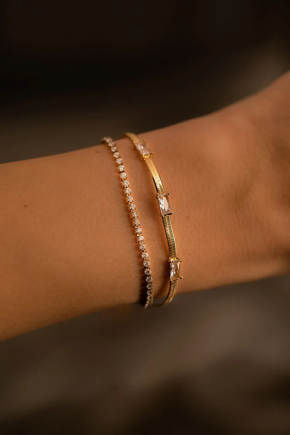 Sleek Baguette Bracelet 14K Gold Plated