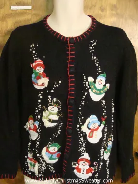 Snowmen Playing With Snow Cheesy Christmas Sweater