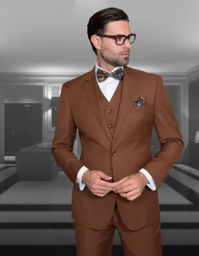 Statement 3 Piece Modern Fit Suit - Copper | 100% Wool | Super 150's