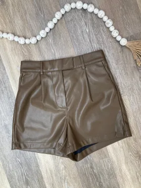 STE Imelda Faux Leather Shorts in Coco Brown