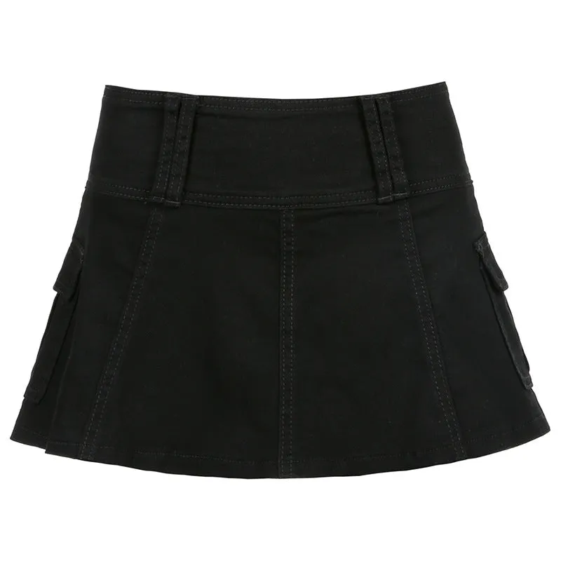 Streetwear for Spice Girls denim jeans hot pants pleated skirt side pockets