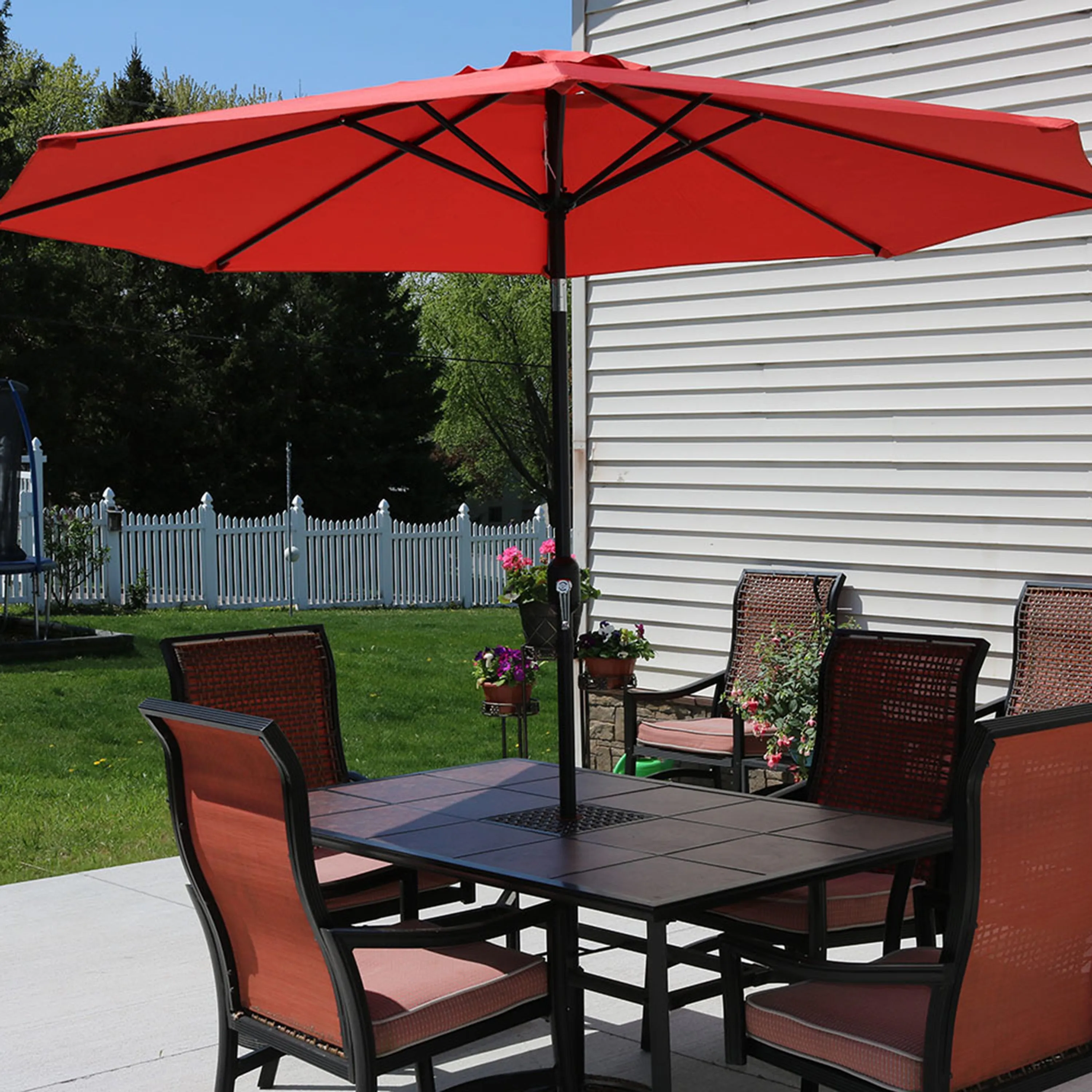 Sunnydaze Aluminum 9' Patio Umbrella with Tilt and Crank