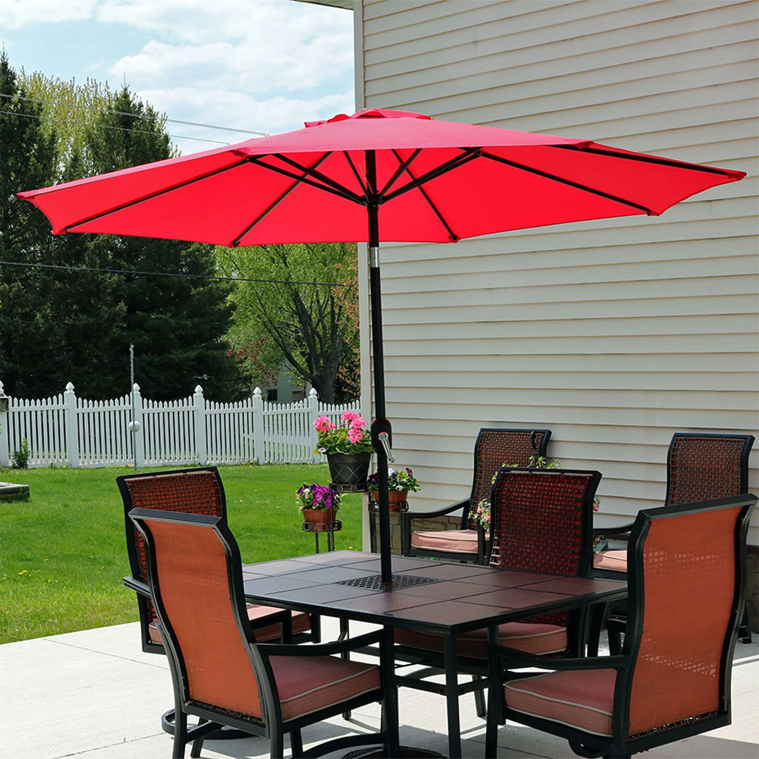 Sunnydaze Aluminum 9' Patio Umbrella with Tilt and Crank