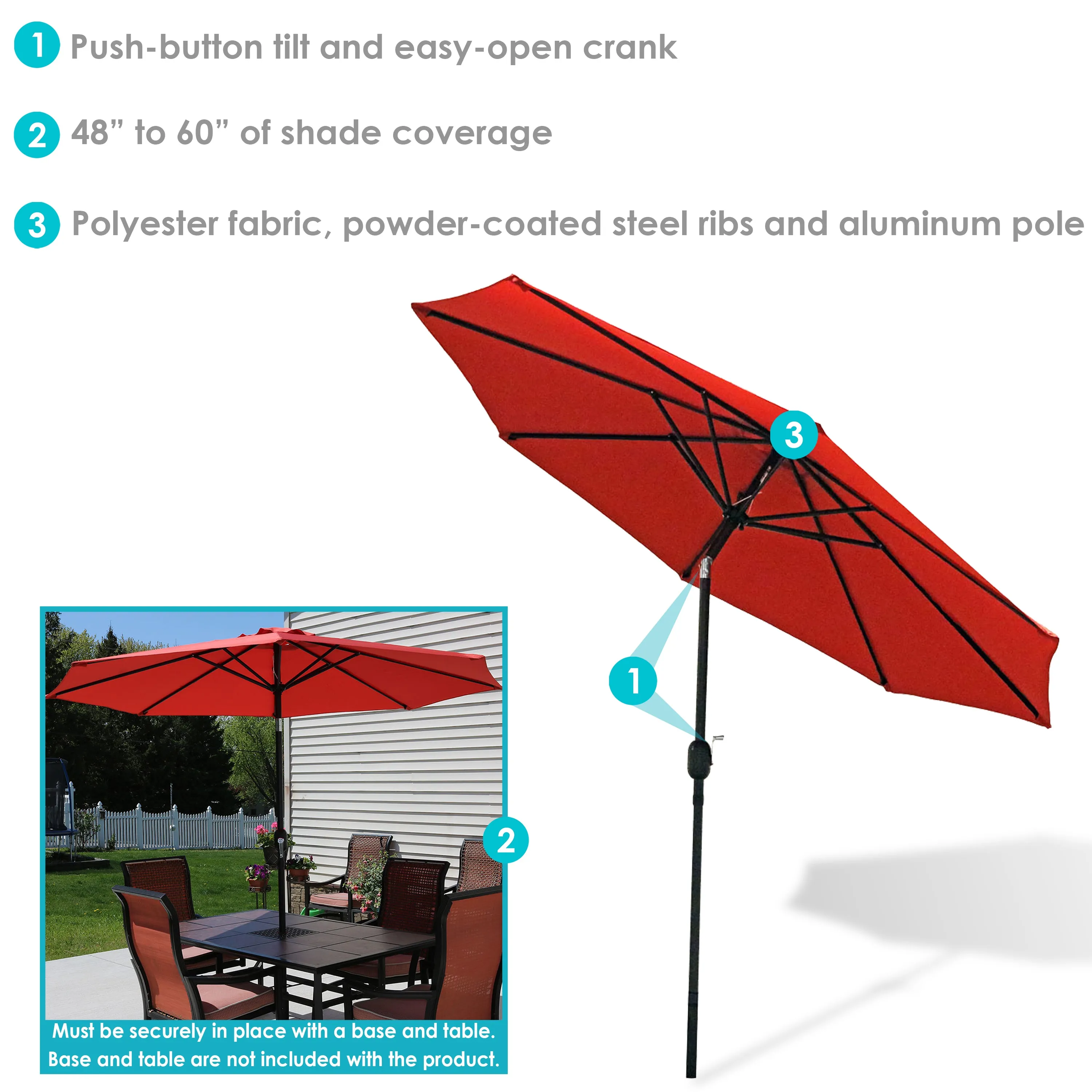 Sunnydaze Aluminum 9' Patio Umbrella with Tilt and Crank