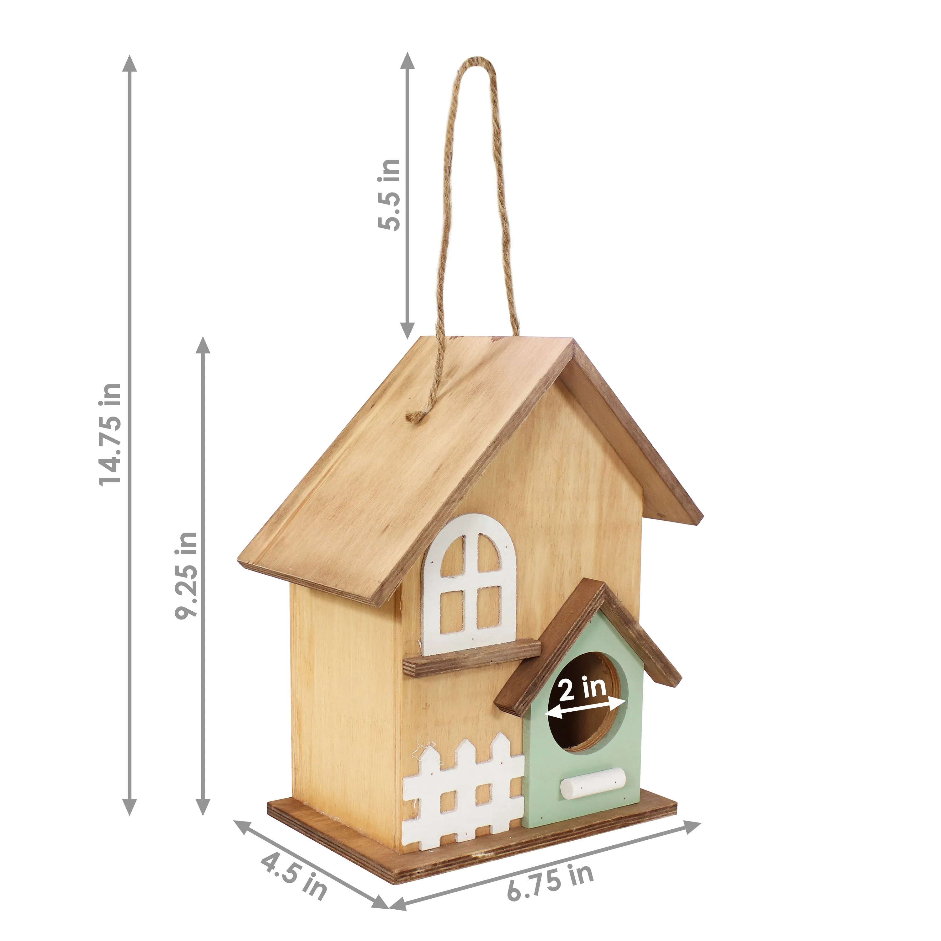 Sunnydaze Country Cottage Wooden Outdoor Hanging Bird House - 9.25"