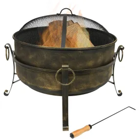 Sunnydaze Large Outdoor Cauldron Fire Pit with Spark Screen