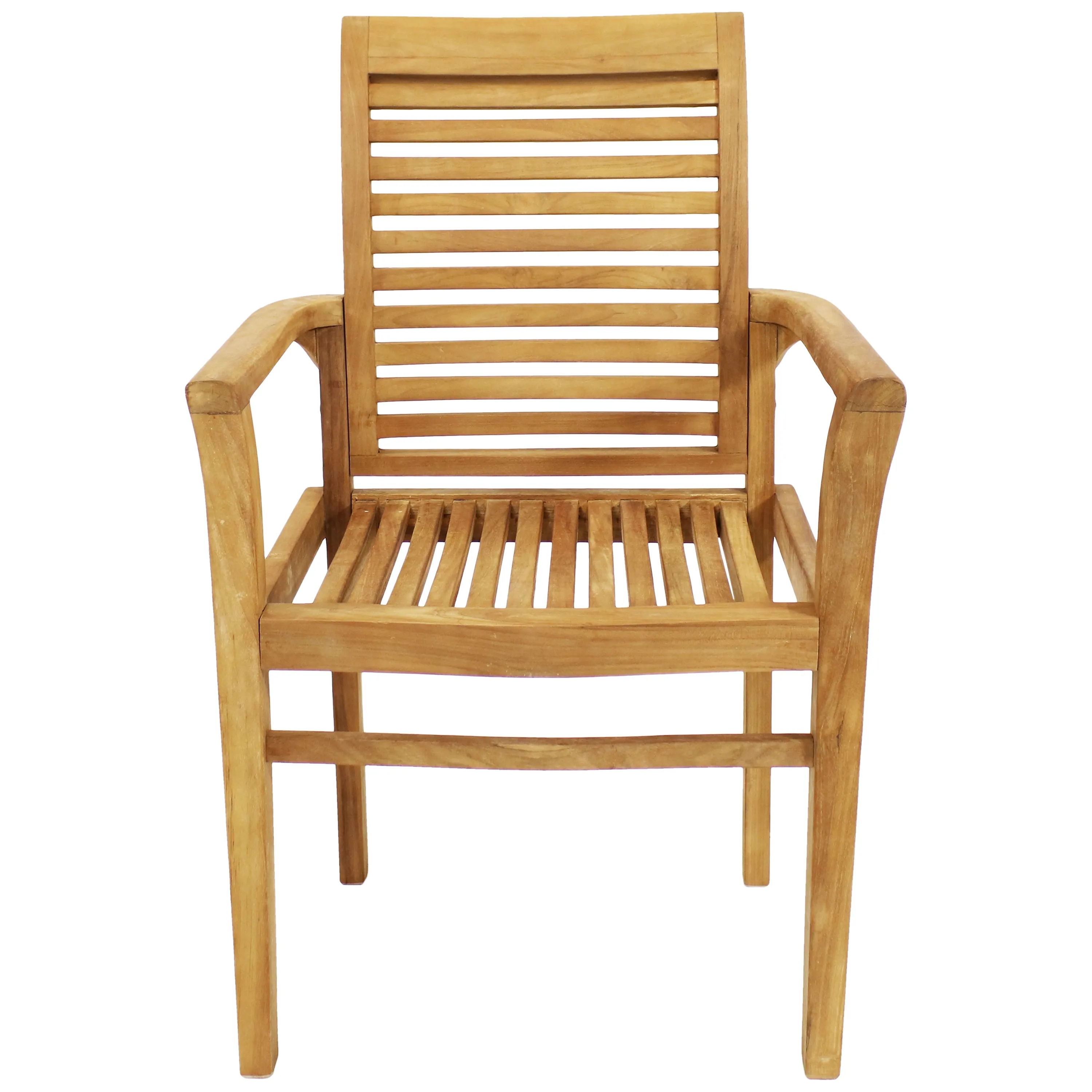 Sunnydaze Teak Outdoor Patio Dining Armchair - Traditional Slat Style - 1 Chair