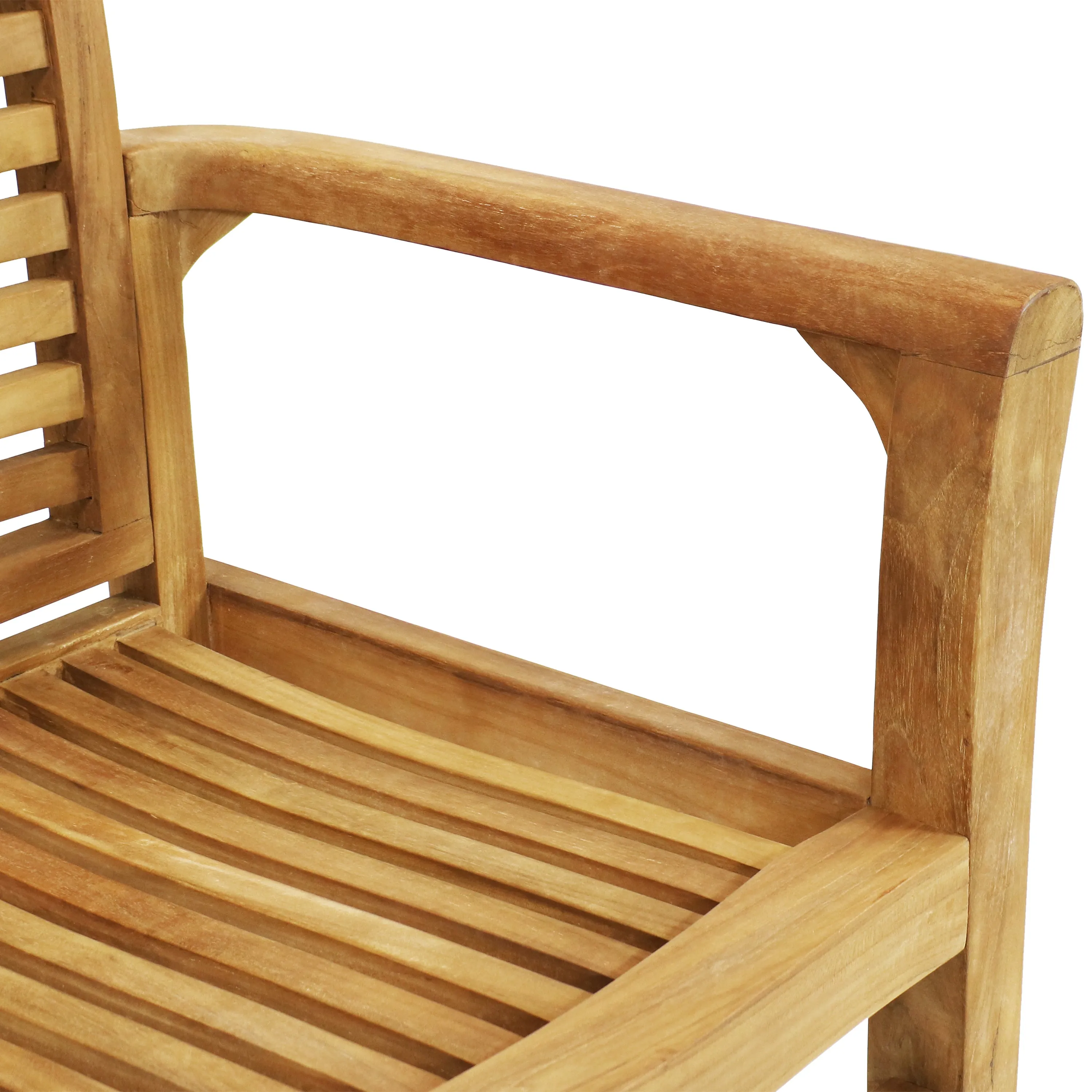 Sunnydaze Teak Outdoor Patio Dining Armchair - Traditional Slat Style - 1 Chair