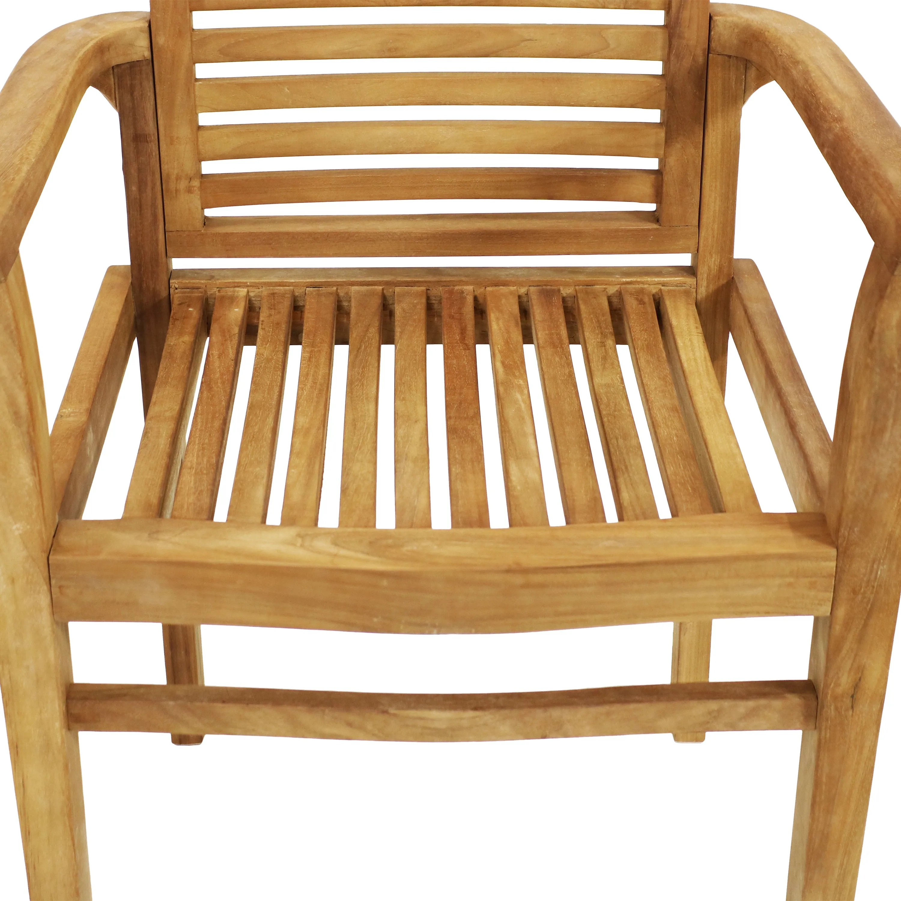 Sunnydaze Teak Outdoor Patio Dining Armchair - Traditional Slat Style - 1 Chair