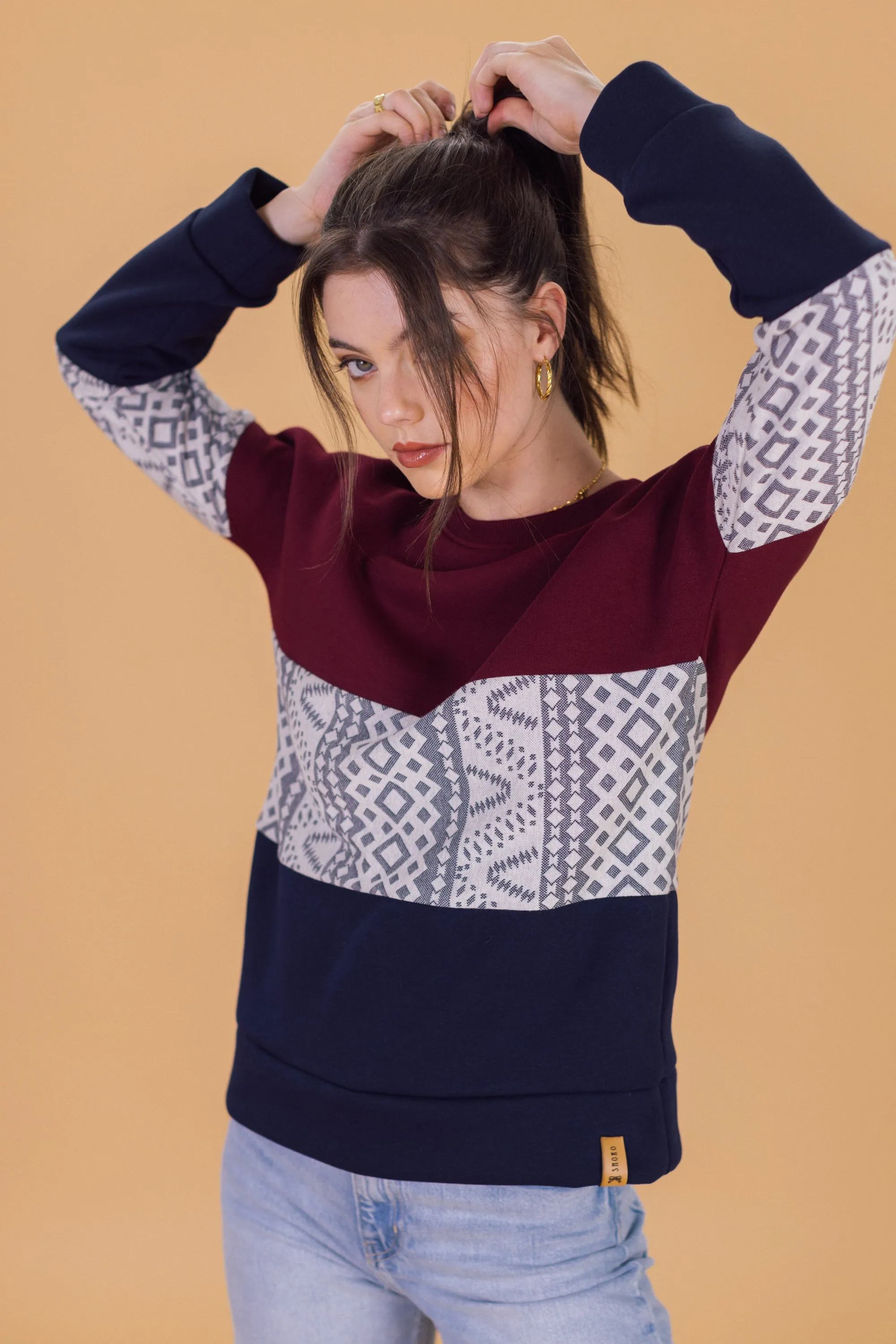 Sweater Mia Burgundy Blue Geo