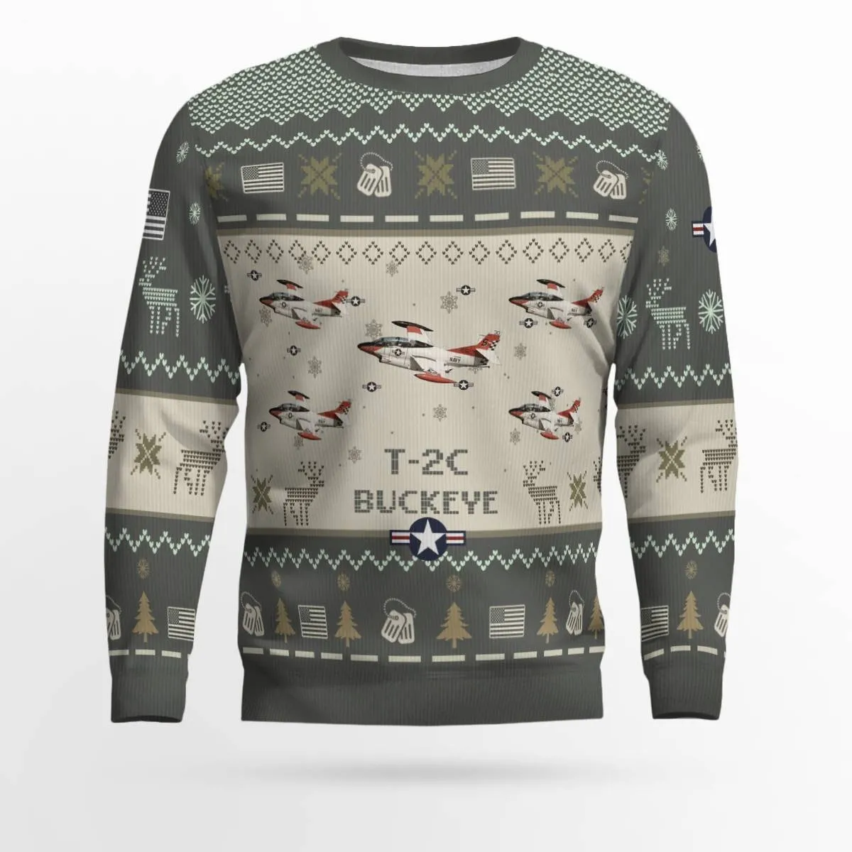 T-2C Buckeye T2C_Aircraft Ugly Sweater, Ugly Sweater Christmas Shirt for Men Dad Veteran