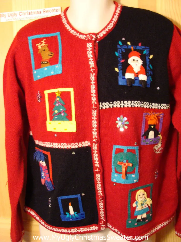 Tacky Ugly Christmas Sweater 80s Padded Shoulders (f16)