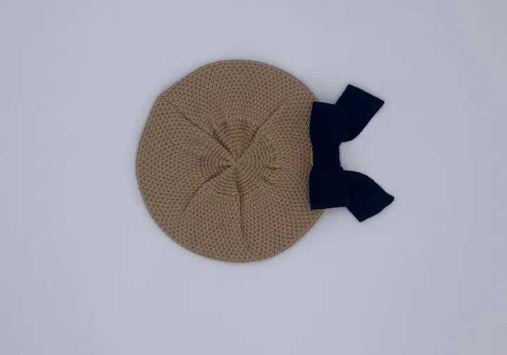 Tan and Navy Beret