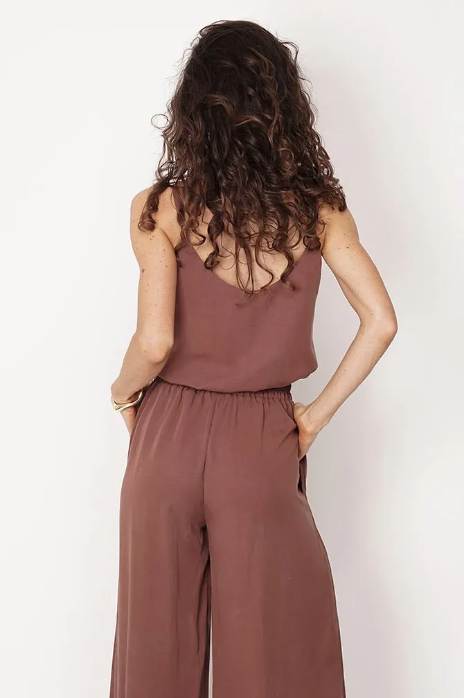 Tencel Sleeveless Top Brown