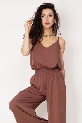 Tencel Sleeveless Top Brown