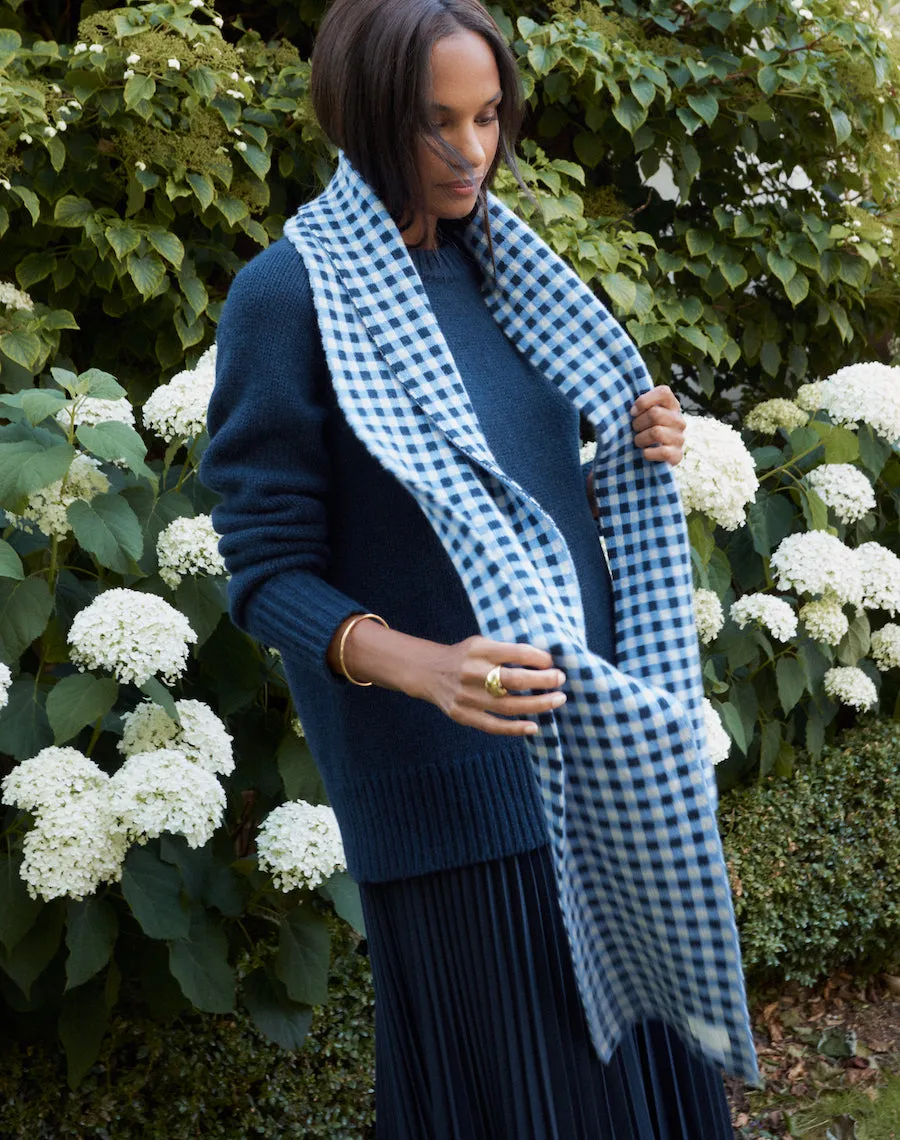 The CHEQUERED SCARF - Navy & Blue