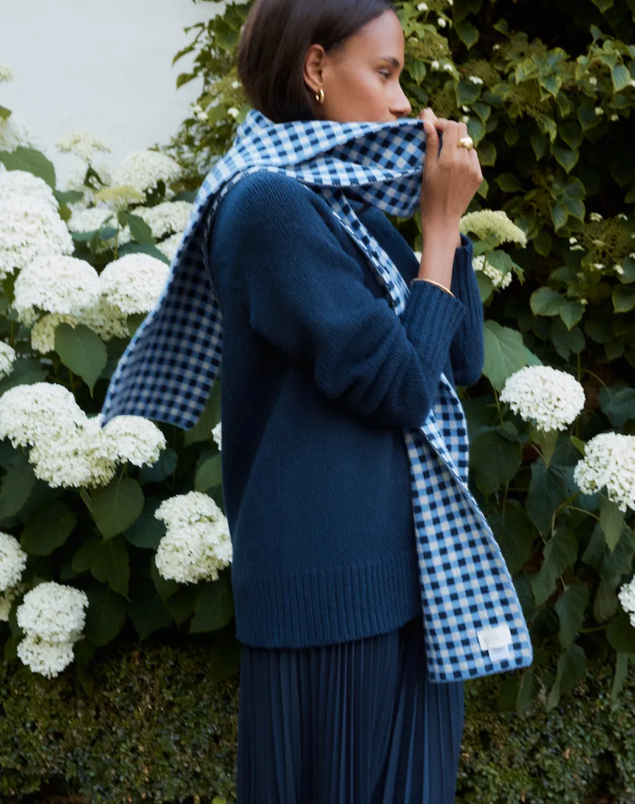 The CHEQUERED SCARF - Navy & Blue