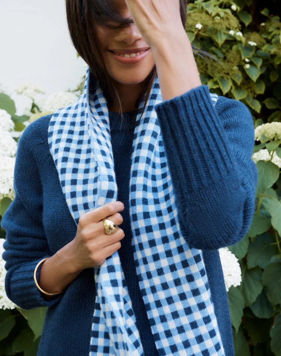 The CHEQUERED SCARF - Navy & Blue