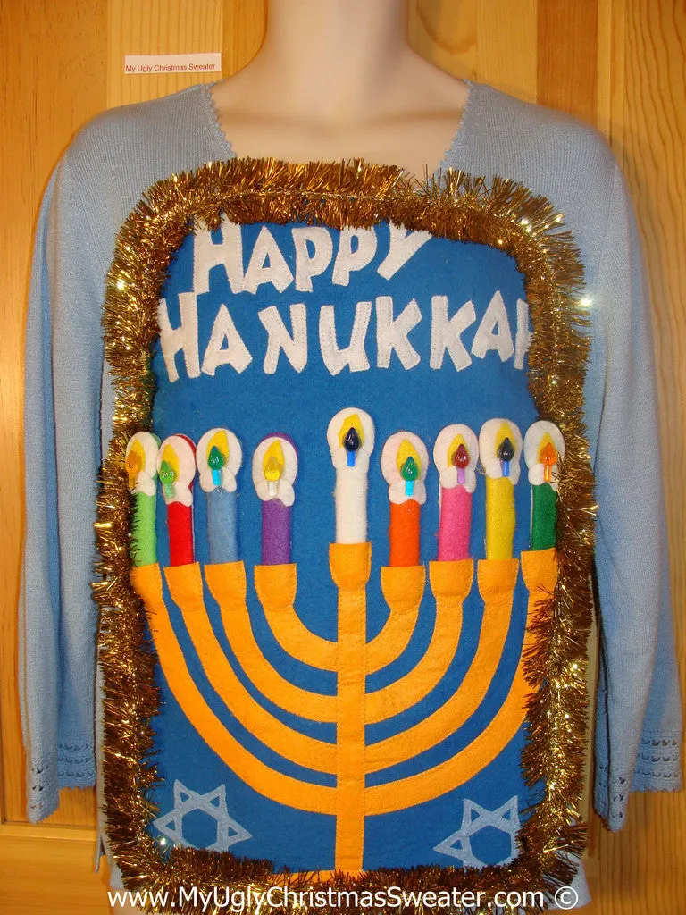 Ugly Christmas Sweater Party Hanukkah Sweater  Menorah (j289)