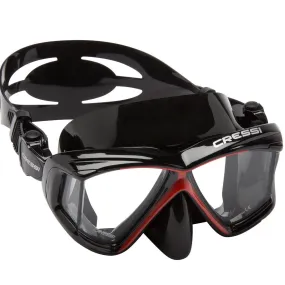 Used Cressi Panoramic 4 Window Dive Mask-Red / Black