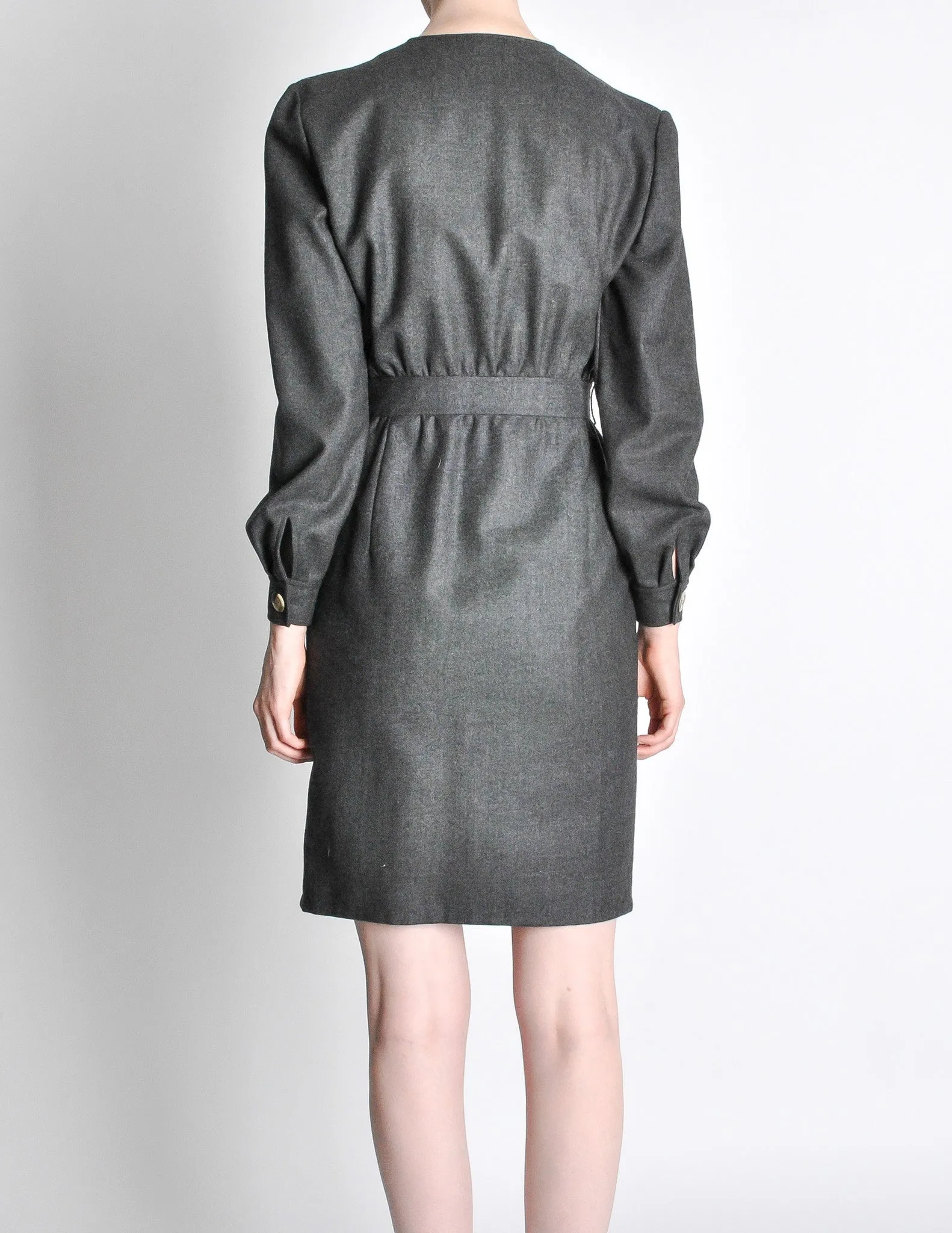 Valentino Vintage Charcoal Grey Wool Dress