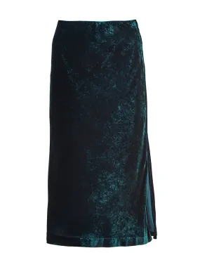 Velvet Pull On Skirt in Deep Emerald Teal