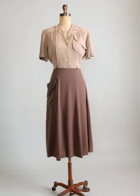 Vintage 1940s Two Toned Gabardine Day Dress