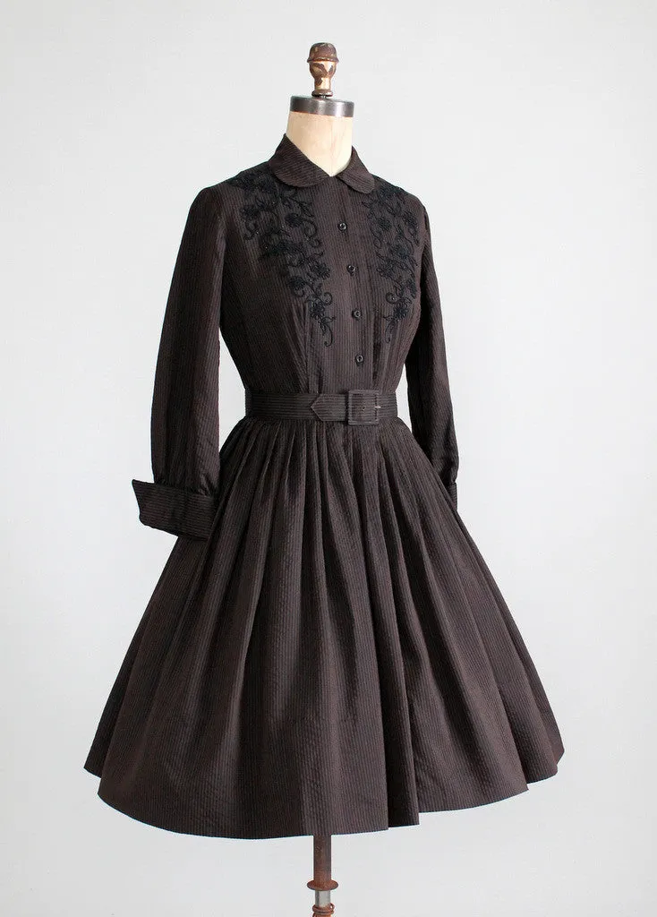 Vintage 1950s Winter Enchantress Shirtwaist Dress