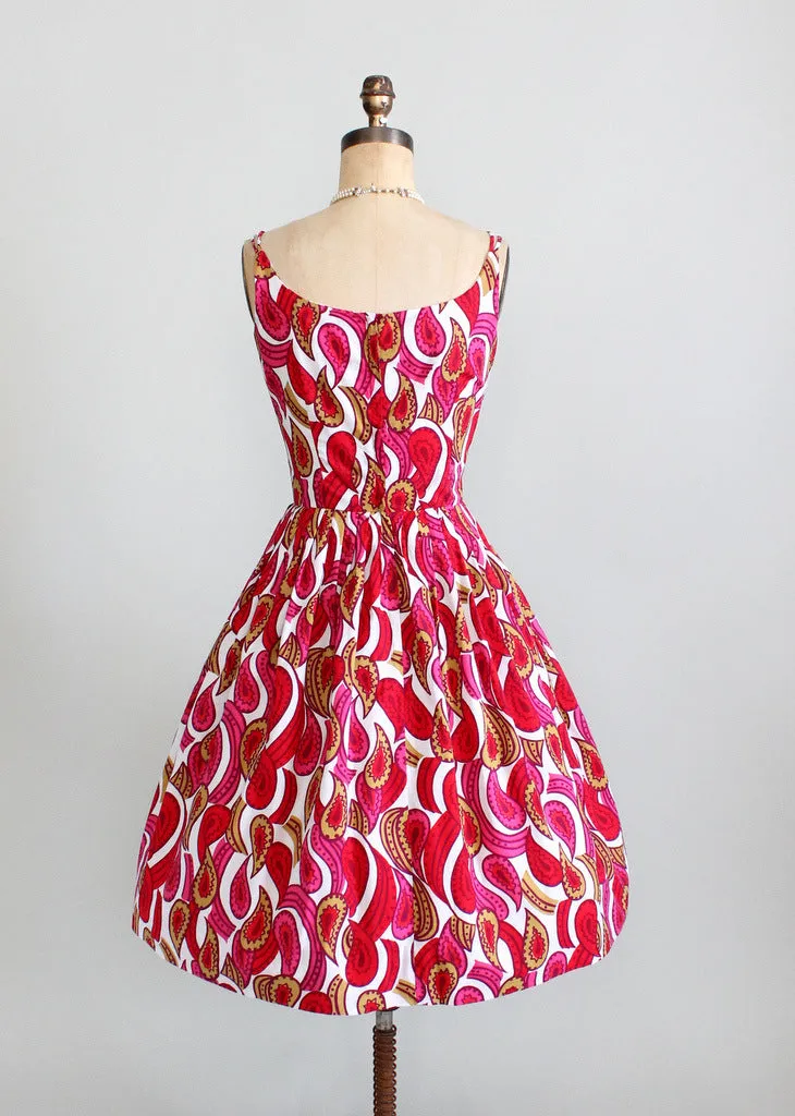 Vintage 1960s Bold Paisley Full Skirt Sundress