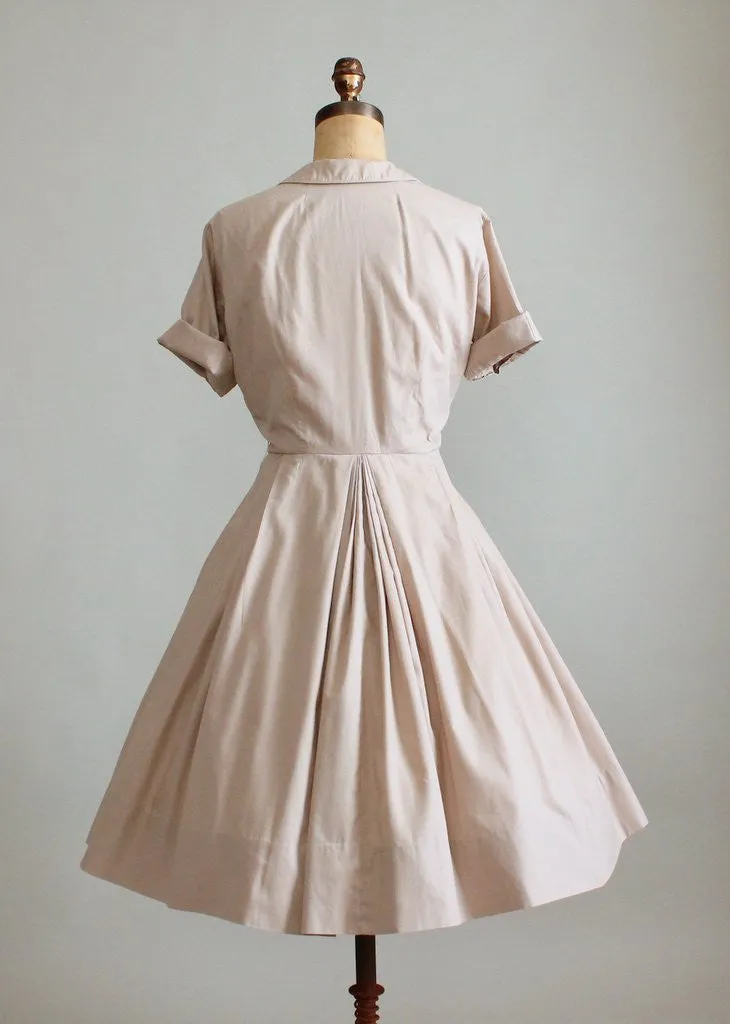 Vintage 1960s Classic Latte Shirt Dress