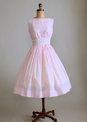 Vintage Early 1960s Flower Waist Pink Day Dress