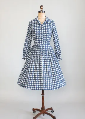 Vintage Early 1960s Houndstooth Shirtwaist Dress